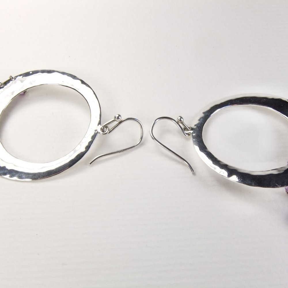 Solid Sterling Silver Chandelier Dangle Earrings with Faceted Amethyst Balls - Picture 4 of 4